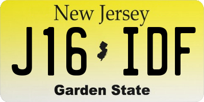 NJ license plate J16IDF