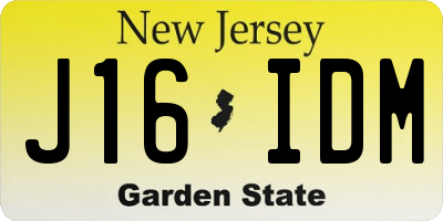 NJ license plate J16IDM