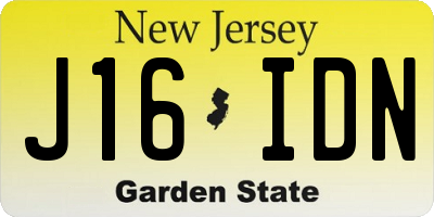 NJ license plate J16IDN