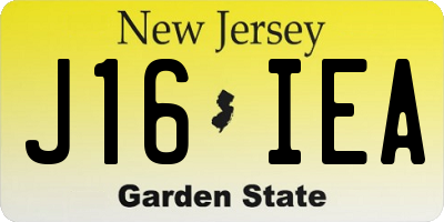 NJ license plate J16IEA