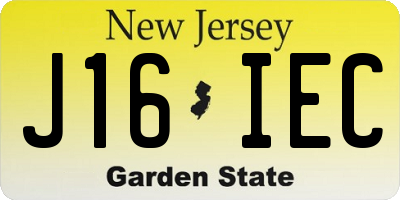 NJ license plate J16IEC