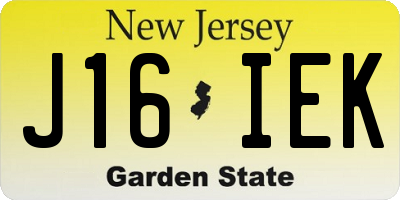 NJ license plate J16IEK