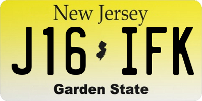 NJ license plate J16IFK