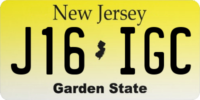 NJ license plate J16IGC