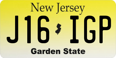 NJ license plate J16IGP