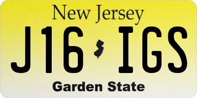 NJ license plate J16IGS
