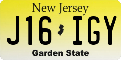 NJ license plate J16IGY