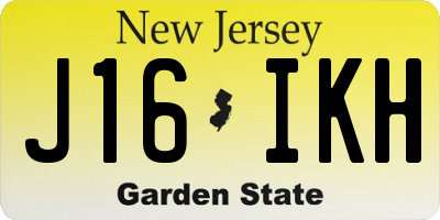 NJ license plate J16IKH