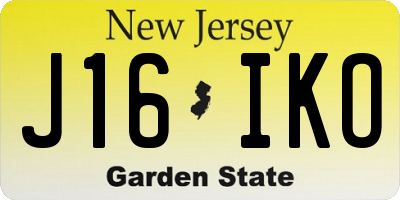 NJ license plate J16IKO
