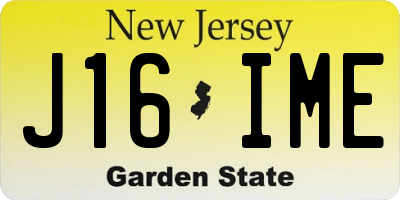 NJ license plate J16IME