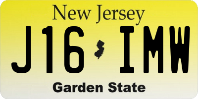 NJ license plate J16IMW