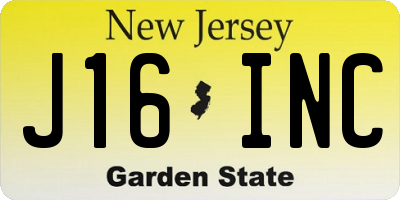 NJ license plate J16INC