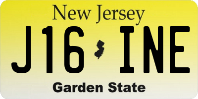 NJ license plate J16INE