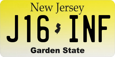 NJ license plate J16INF