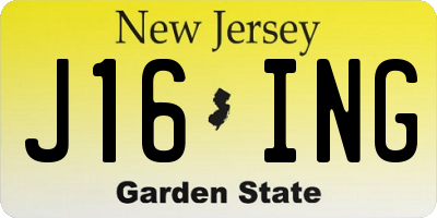 NJ license plate J16ING