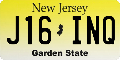 NJ license plate J16INQ