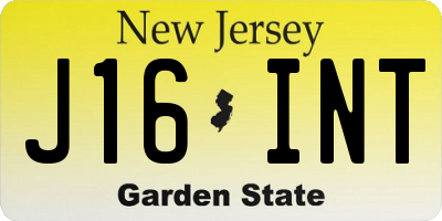 NJ license plate J16INT
