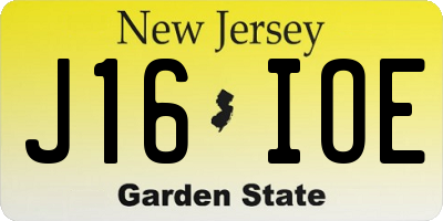 NJ license plate J16IOE