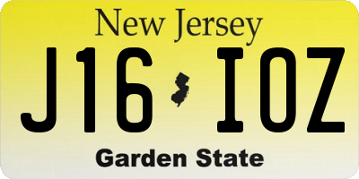 NJ license plate J16IOZ