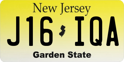 NJ license plate J16IQA