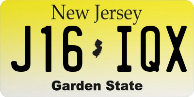 NJ license plate J16IQX