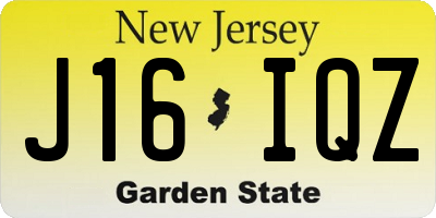 NJ license plate J16IQZ