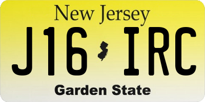 NJ license plate J16IRC