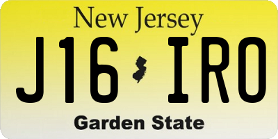 NJ license plate J16IRO