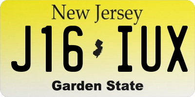 NJ license plate J16IUX