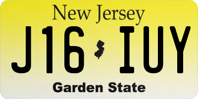 NJ license plate J16IUY