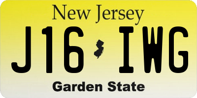 NJ license plate J16IWG