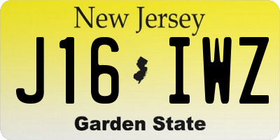 NJ license plate J16IWZ