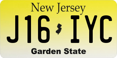 NJ license plate J16IYC