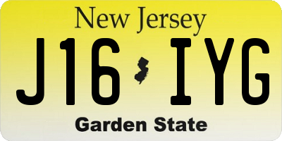 NJ license plate J16IYG
