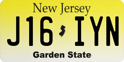 NJ license plate J16IYN