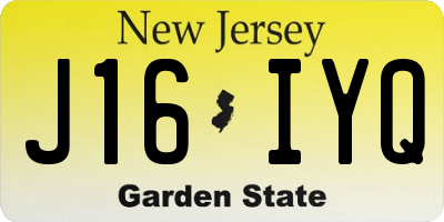 NJ license plate J16IYQ
