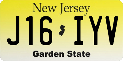 NJ license plate J16IYV
