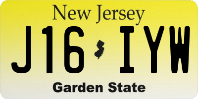 NJ license plate J16IYW