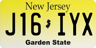 NJ license plate J16IYX