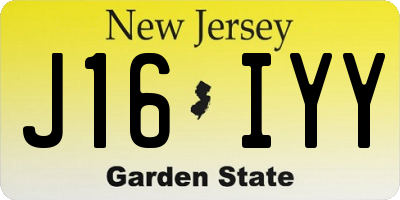 NJ license plate J16IYY
