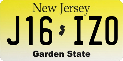 NJ license plate J16IZO