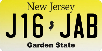 NJ license plate J16JAB