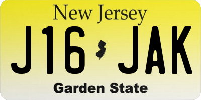 NJ license plate J16JAK
