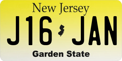 NJ license plate J16JAN