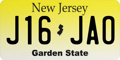 NJ license plate J16JAO