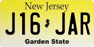 NJ license plate J16JAR