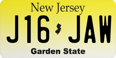 NJ license plate J16JAW