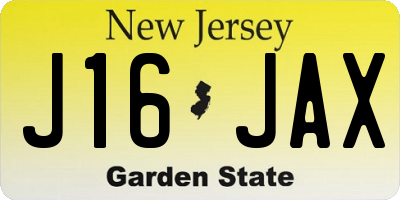 NJ license plate J16JAX