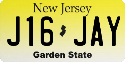 NJ license plate J16JAY
