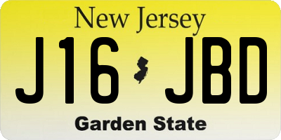 NJ license plate J16JBD